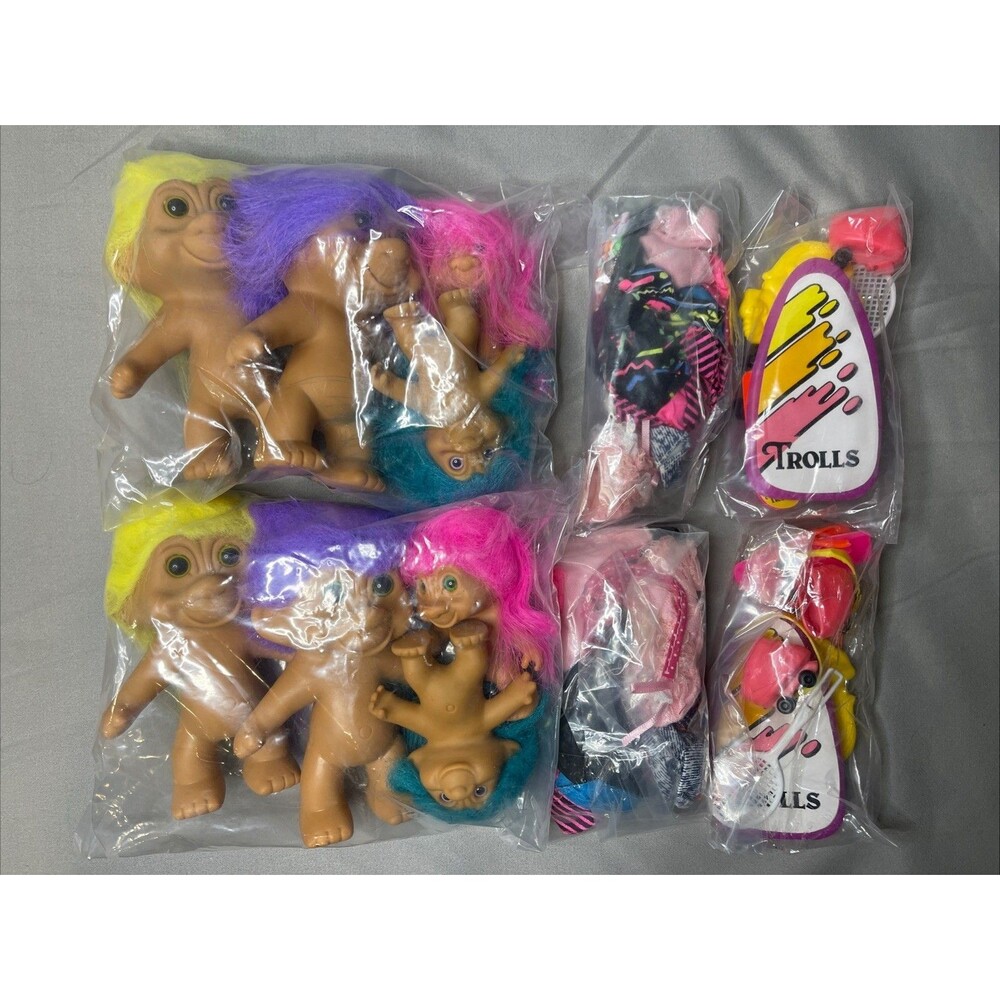 Vintage Troll Dolls 1991 Includes Outfits and Accessories 8 Total New Old Stock